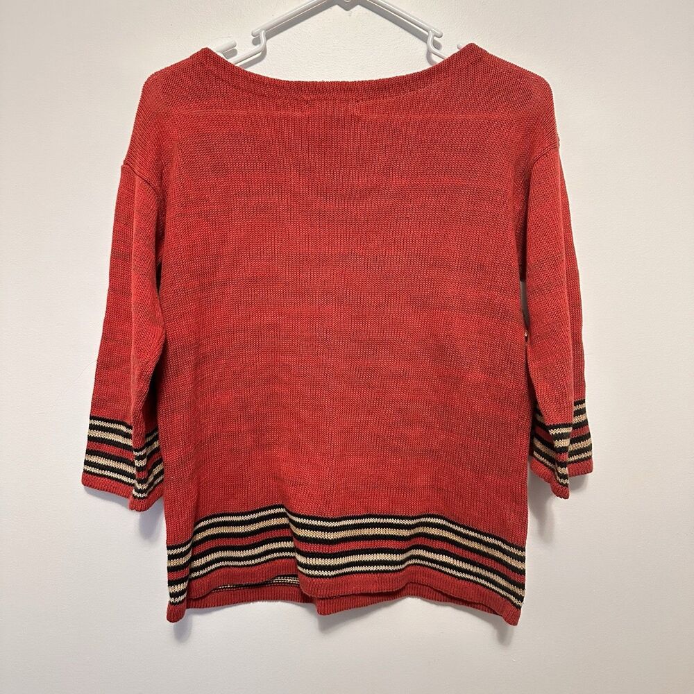 Chaps Ralph Lauren Womens XS Aztec Navajo Southwestern Knit Top Linen Blend Boho - Picture 4 of 6